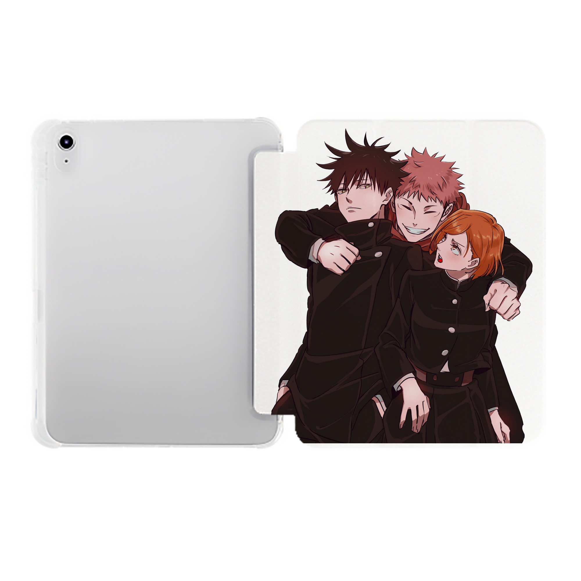 （画像用） 呪術廻戦 Jujutsu Kaisen IPad ケース ペン収納付き 三つ折りスタンド PUレザー×シリコン 対応機種9.5/10.5/10.9インチ